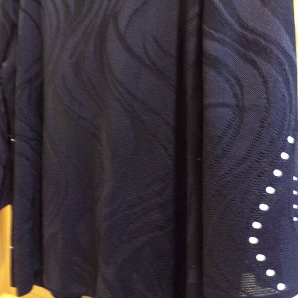 Ming Wang Open Front Jacket  ~ Navy with White Dots + Swirl Accents ~ Large  New - Picture 11 of 12